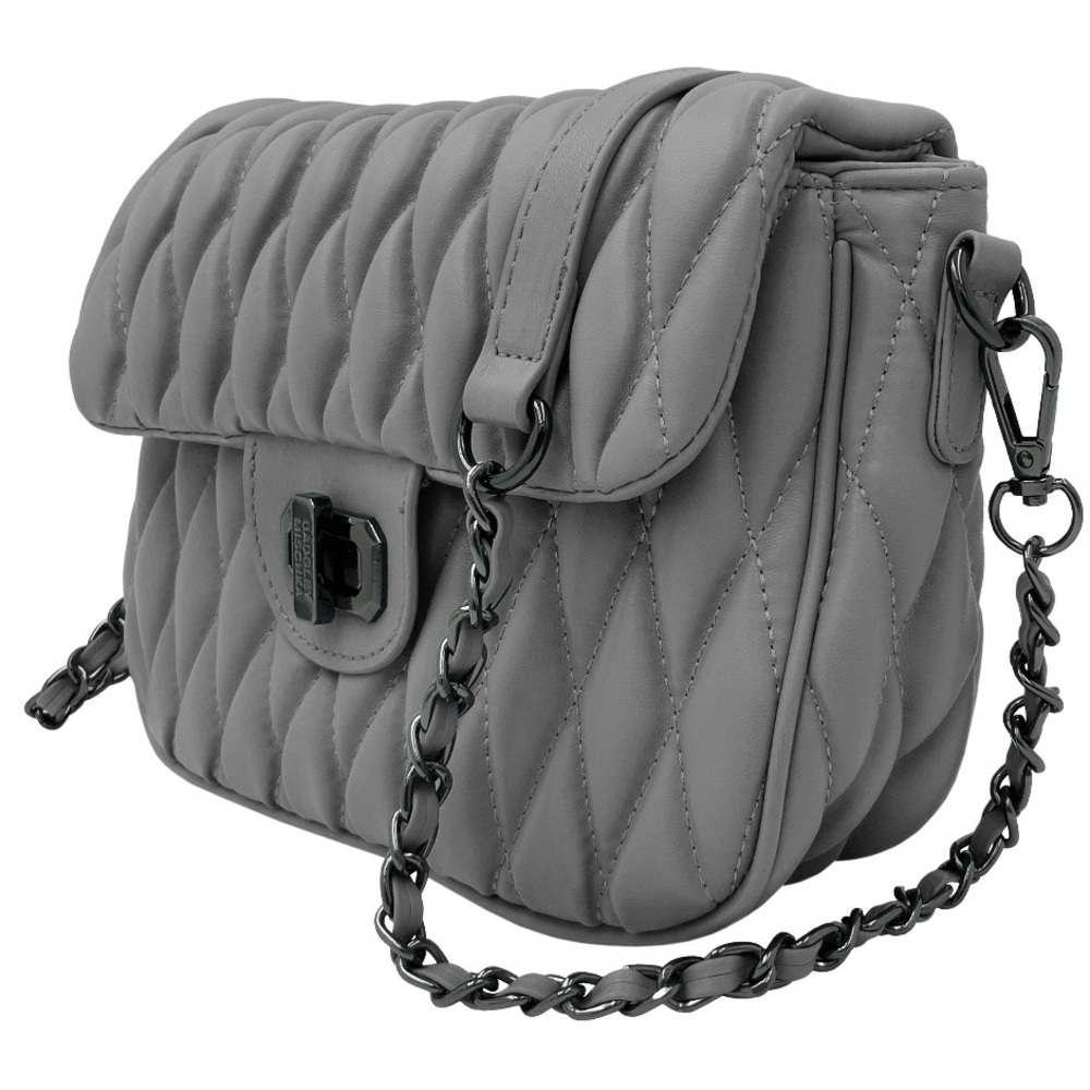 Badgley Mischka Mini Quilted Messenger Crossbody Bag – Gray | NWT